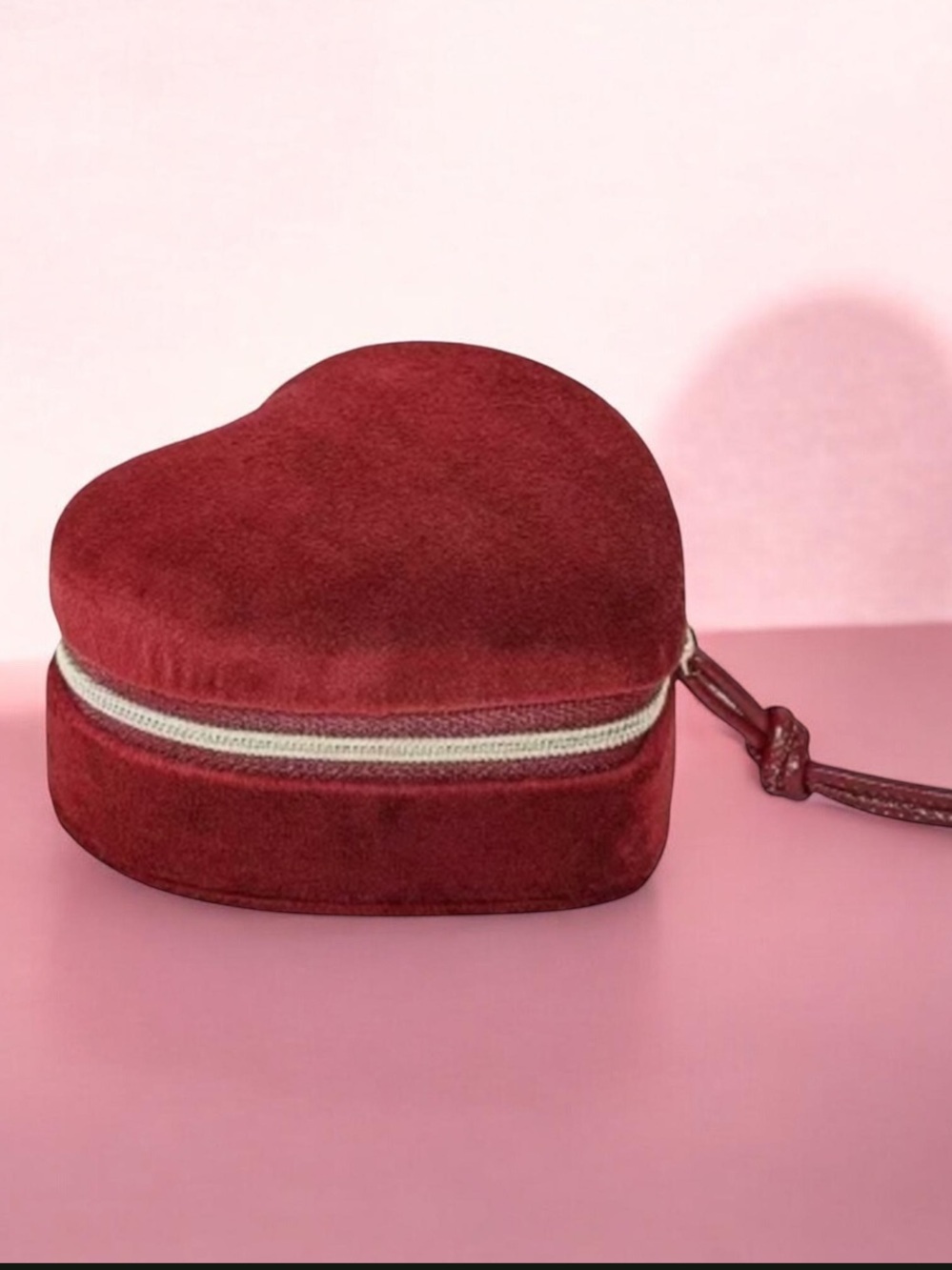 A New Day Maroon Heart Shaped Travel Jewelry Organizer